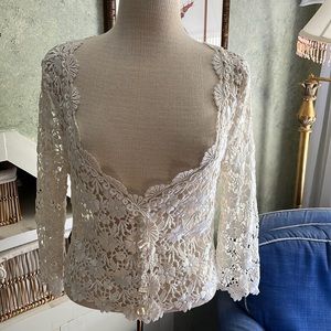 Surrealist Ivory Crochet Lace Cardigan one size